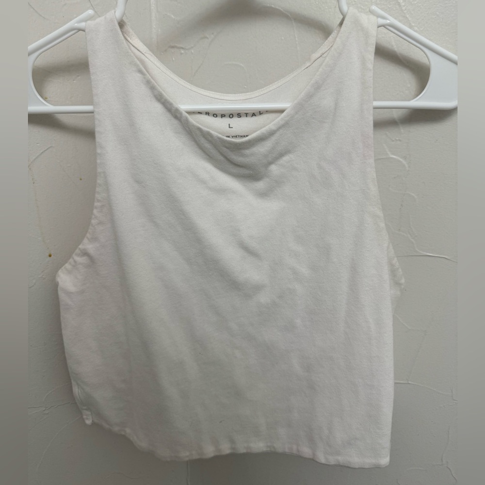 Aeropostale white tank top (L) and blue tank top (M)